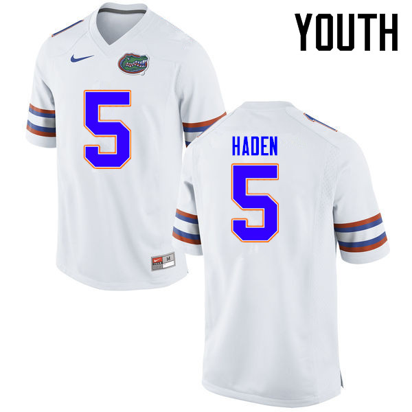 Youth Florida Gators #5 Joe Haden College Football Jerseys Sale-White - Click Image to Close